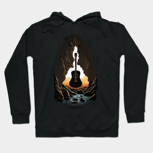 Retro Guitar Gift Guitarist Rock Concert Festival Guitar Hoodie